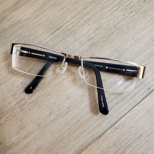Boston glasses frame only silver black metal plastic half rectangle lightweight